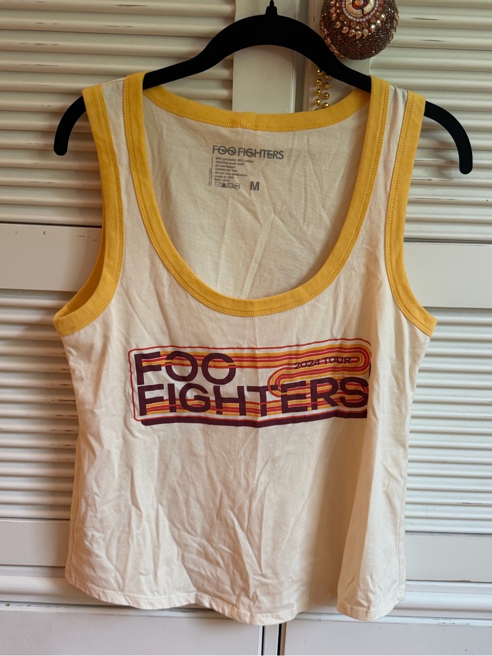 Foo Fighters 2024 Tour White & Yellow Ringer Tank, Medium